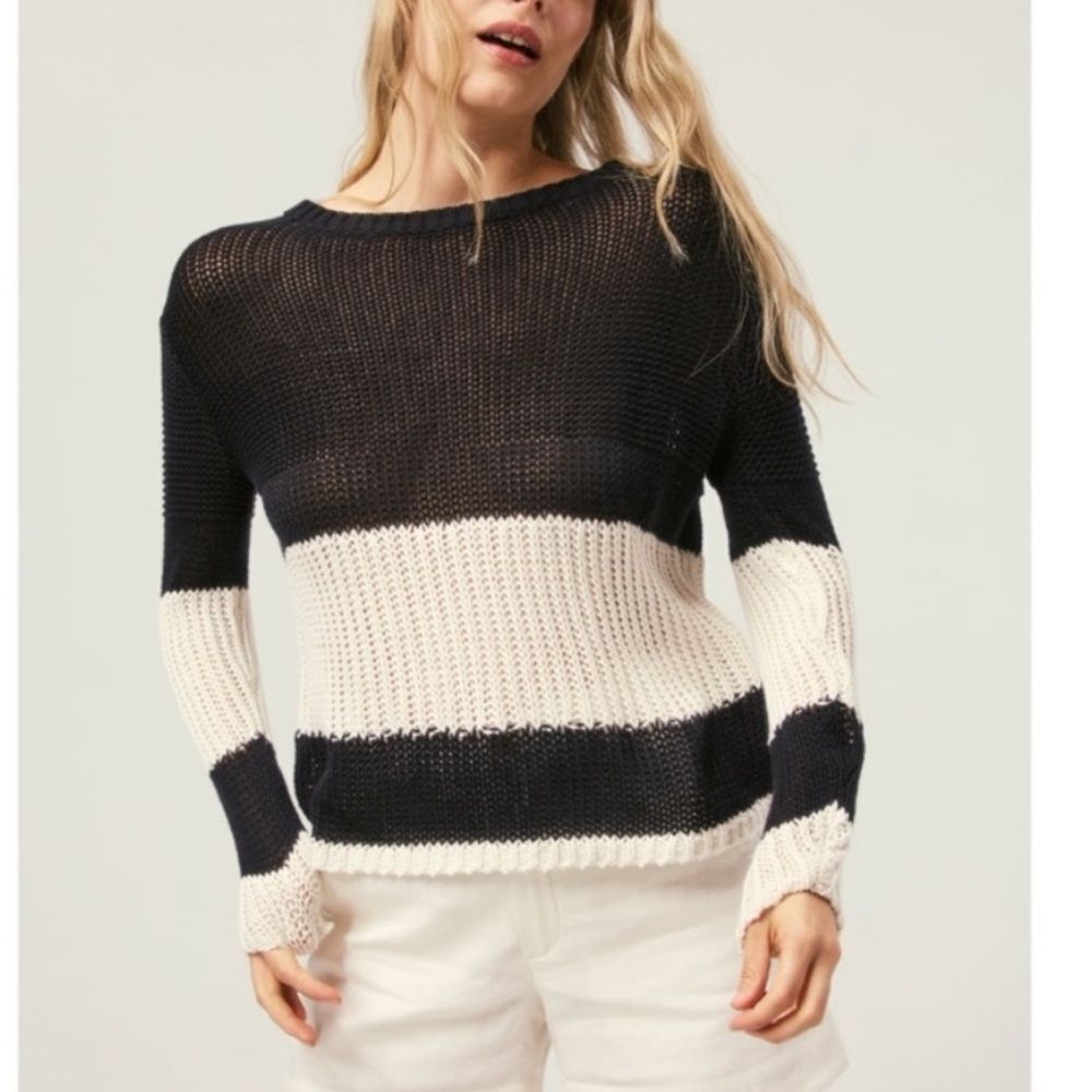 ALP N ROCK Black & White Tatum Cotton Sweater Open Knit Size XS
